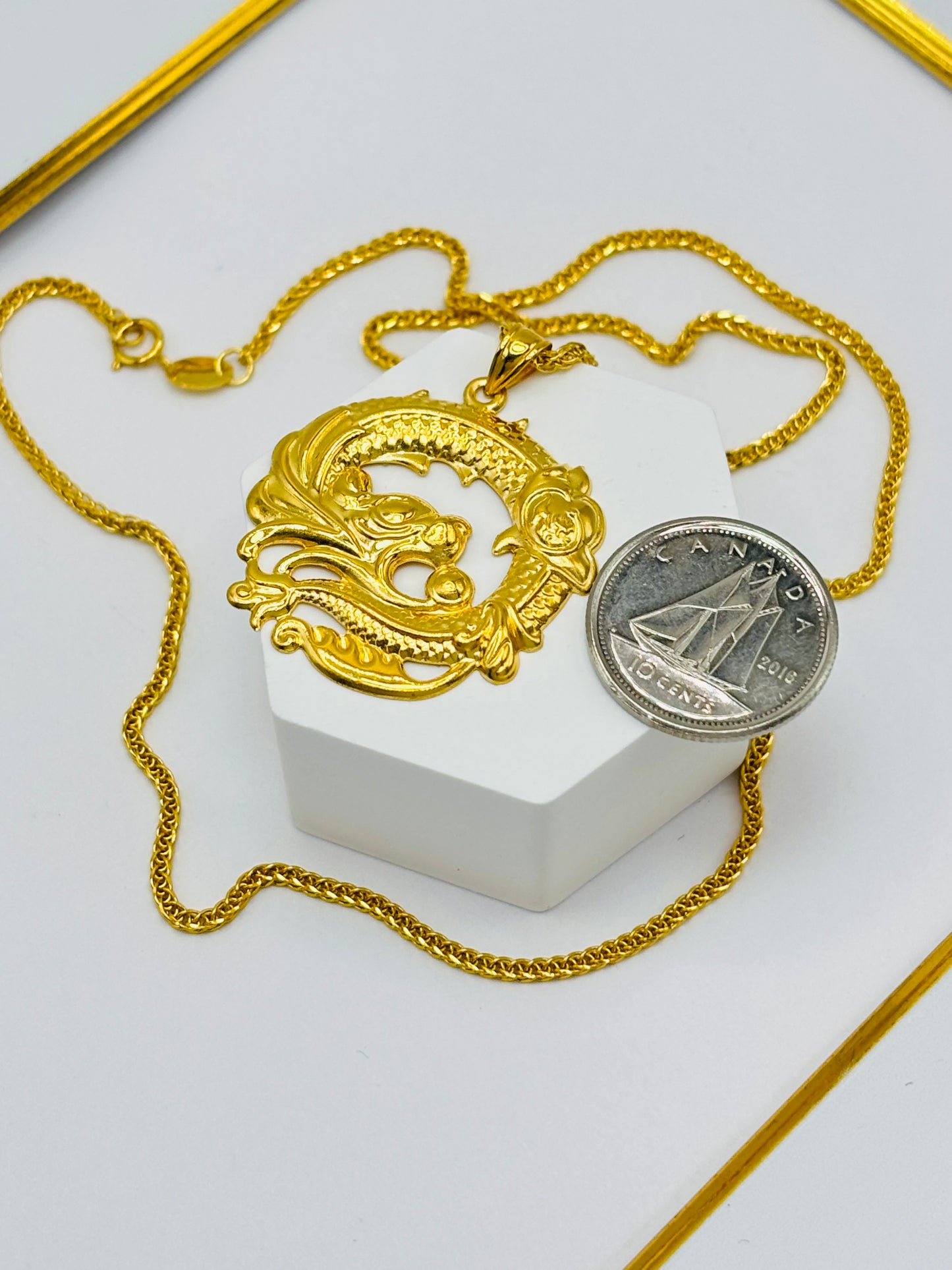 18K Gold Dragon Necklace