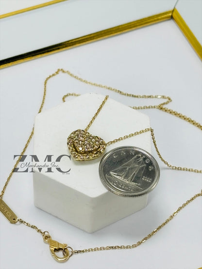 K18 Japan Gold Many Ways Heart Pendant Natural Diamond with 18K Gold Chain