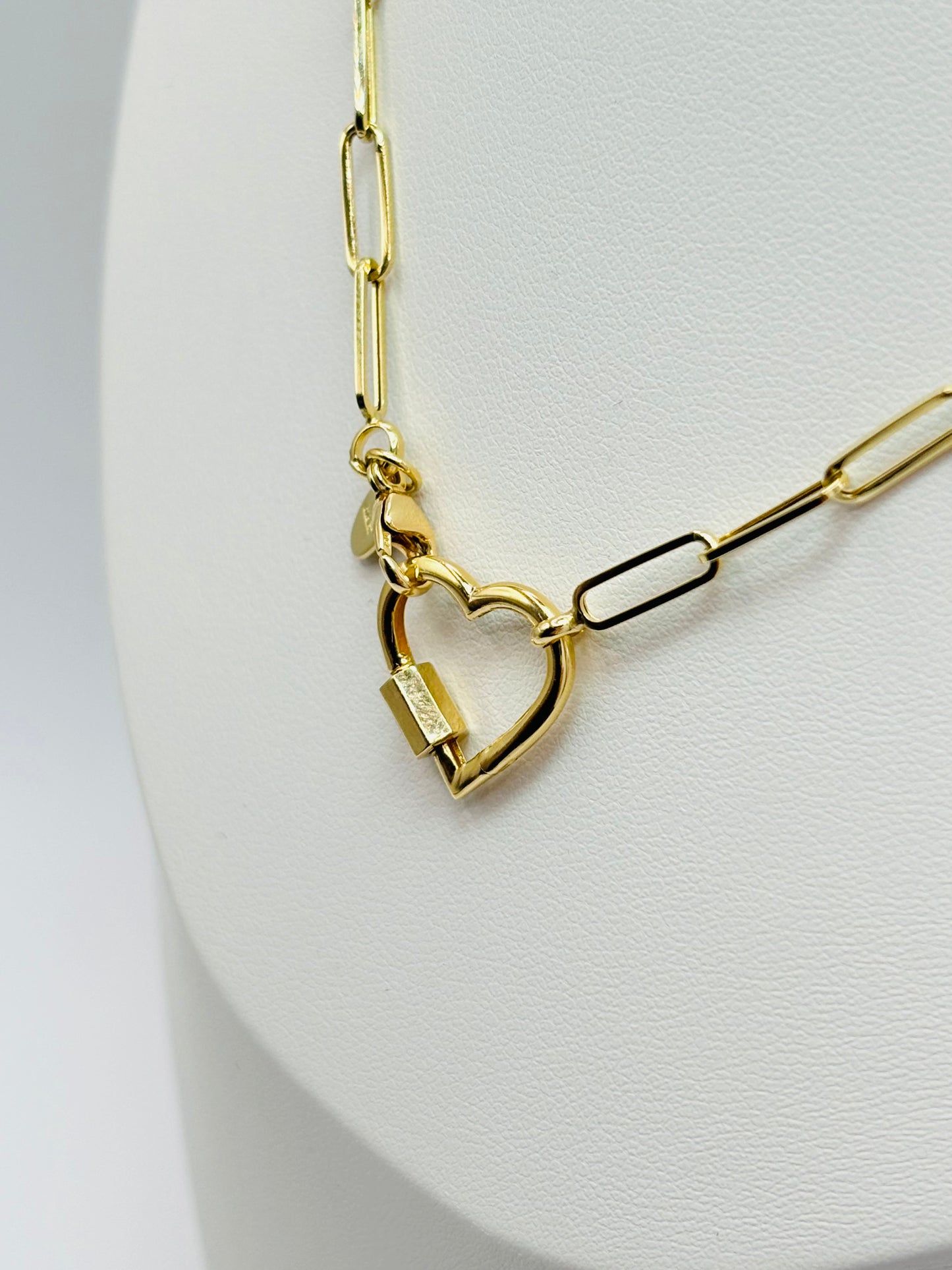 K18 Japan Gold Carabiner Heart Necklace