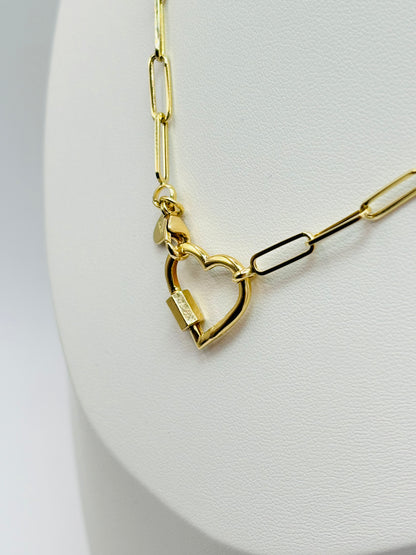 K18 Japan Gold Carabiner Heart Necklace
