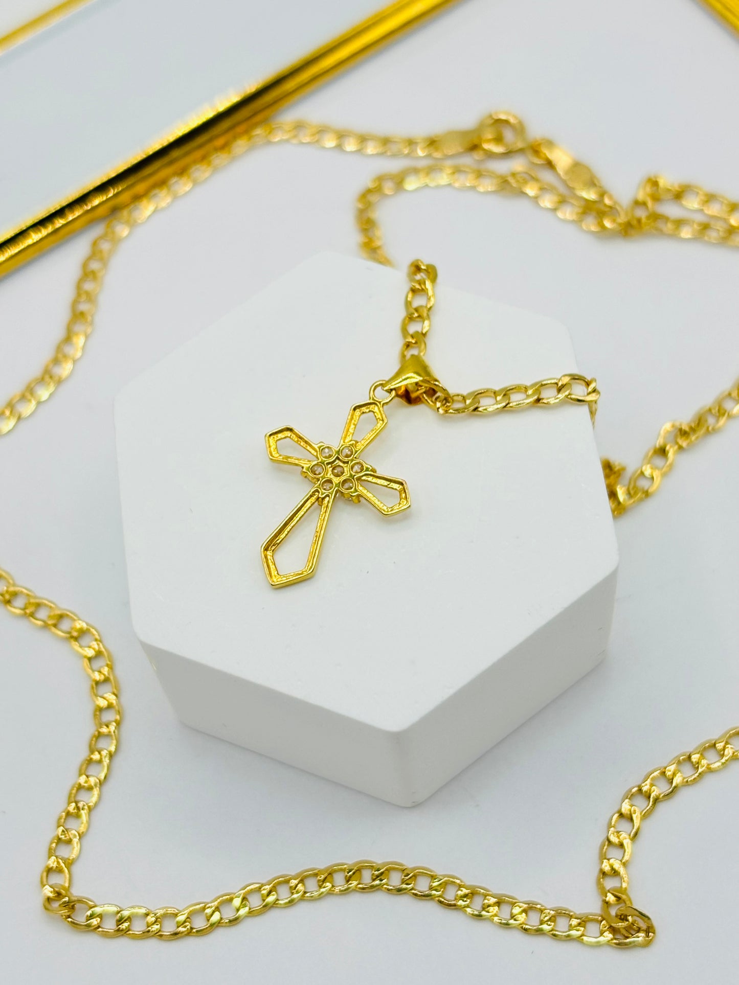 18K Gold Cross Rositas Necklace