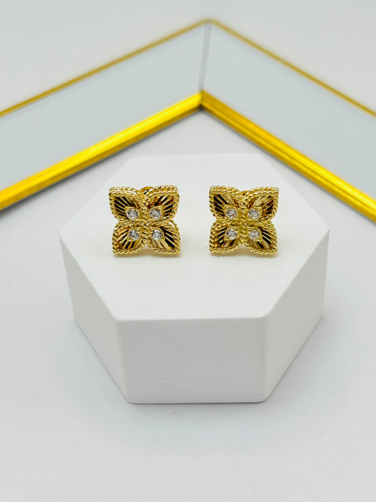 18K Gold Flower Earrings
