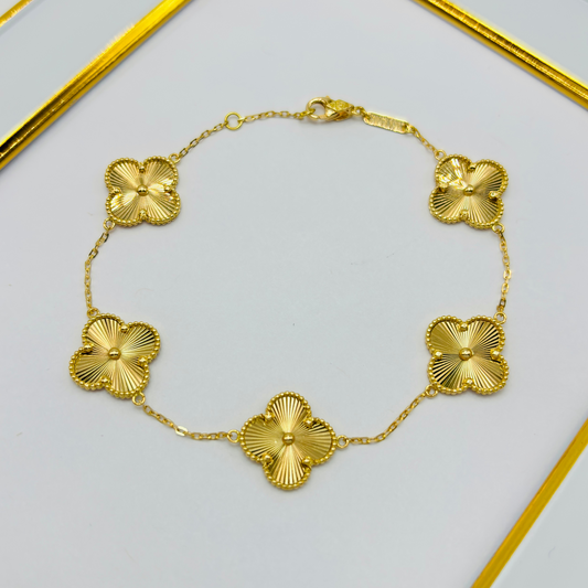 18K Gold 5 Clover Bracelet 15mm
