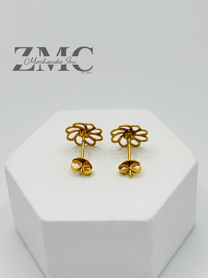 18K Gold Flower Moissanite Diamond Earrings