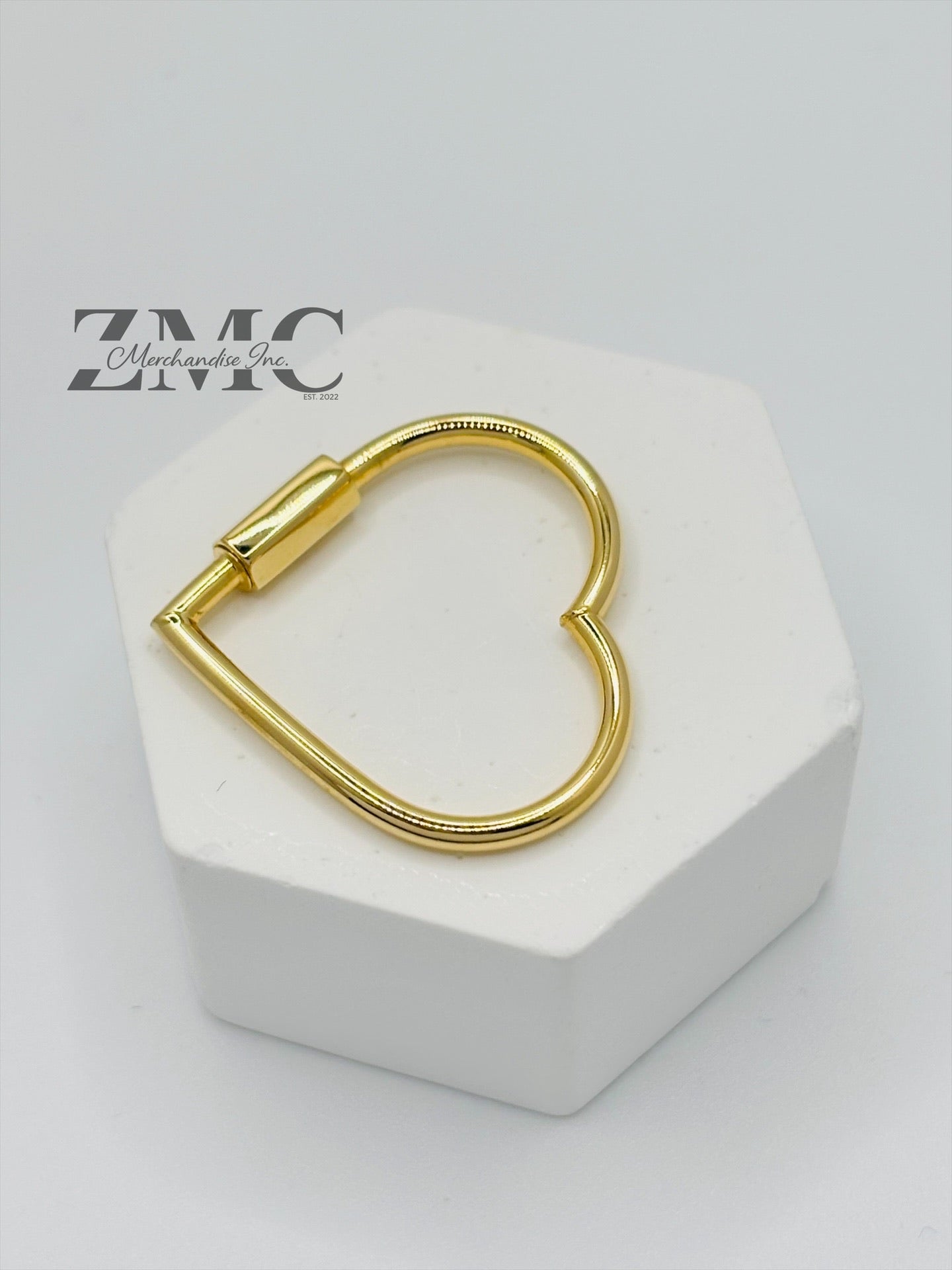 18K Gold Big Heart Carabiner Pendant