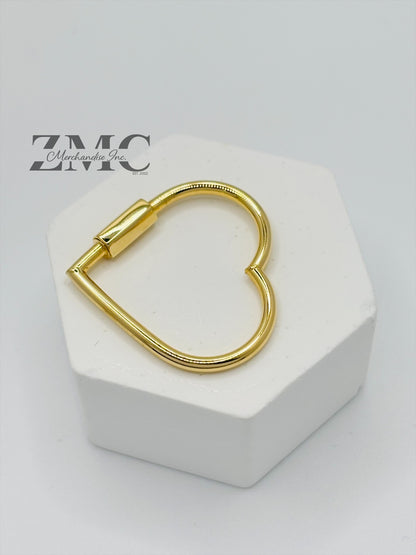 18K Gold Big Heart Carabiner Pendant