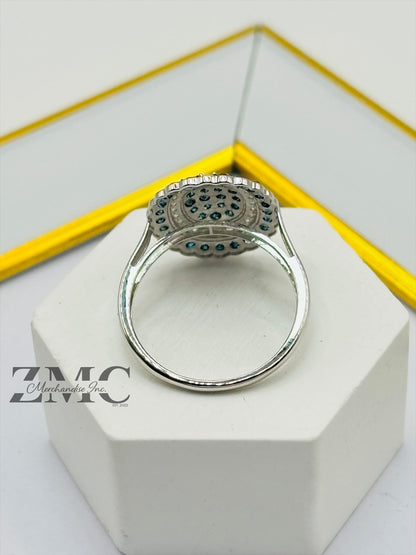 K18 Japan Gold Rare Blue and White Natural Diamond Ring 1.00 carat