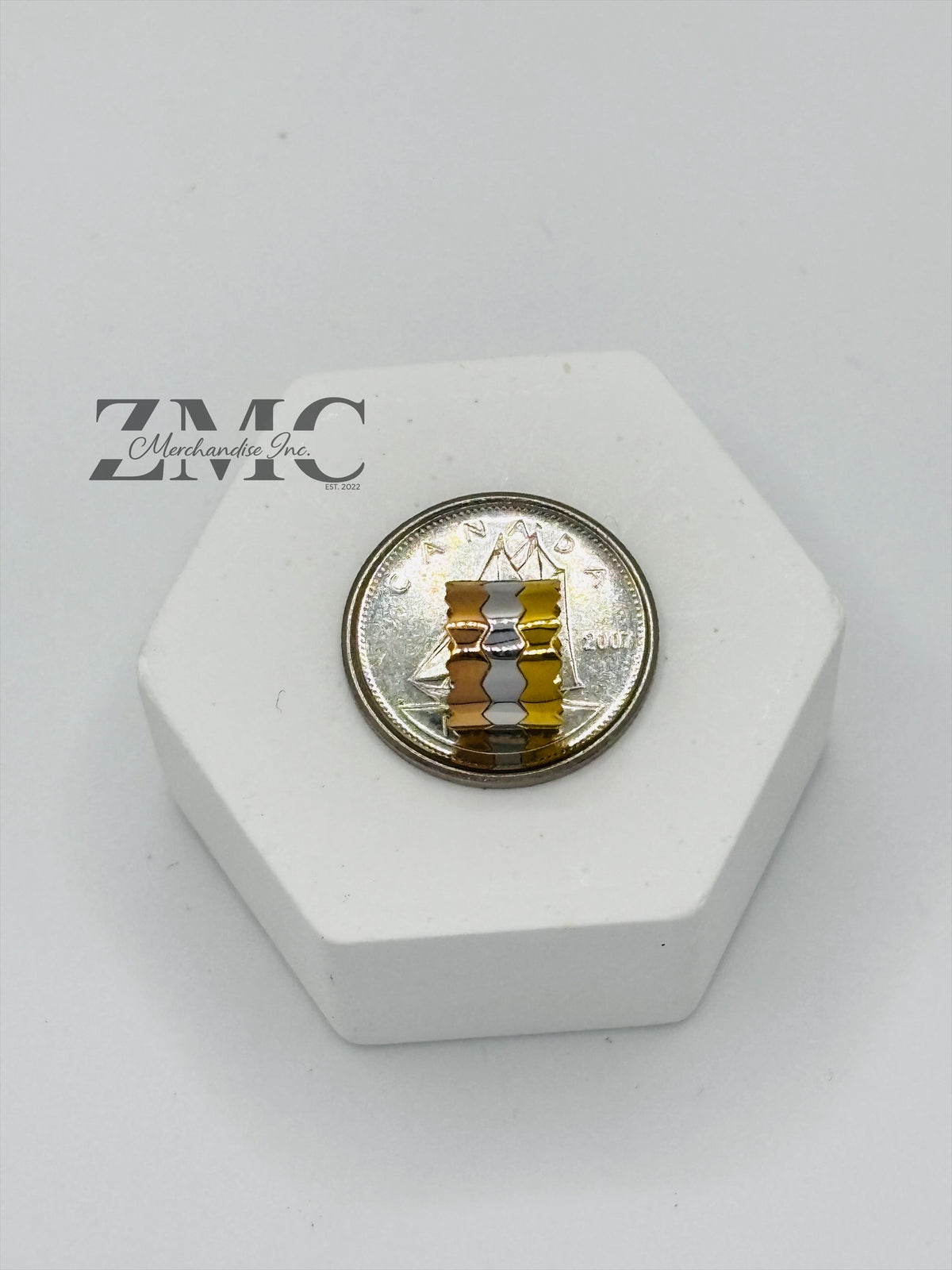 18K Gold Tri-color Barrel Pendant