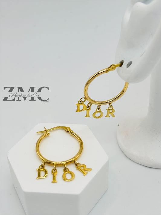 18K Gold D Loop Earrings