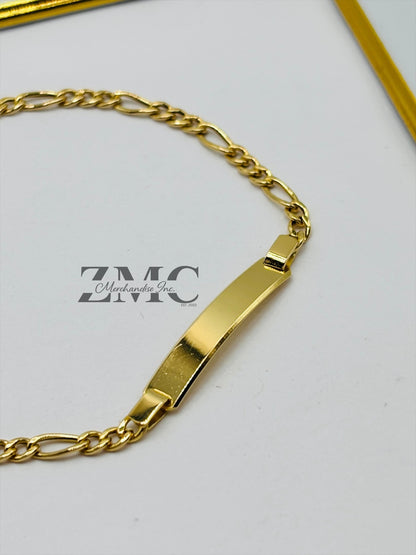 18K Gold Name Figaro Bracelet