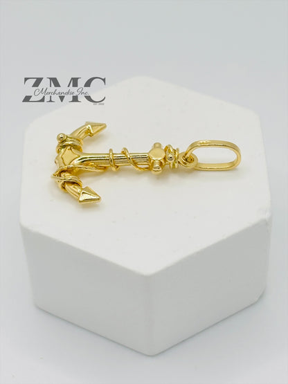 18K Gold Anchor Pendant