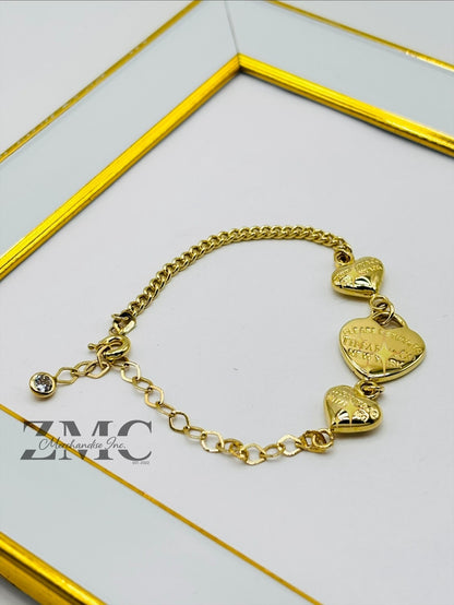 18K Gold Heart Bracelet