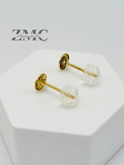 K18 Japan Gold Circle Natural Diamond Earrings 0.20ct