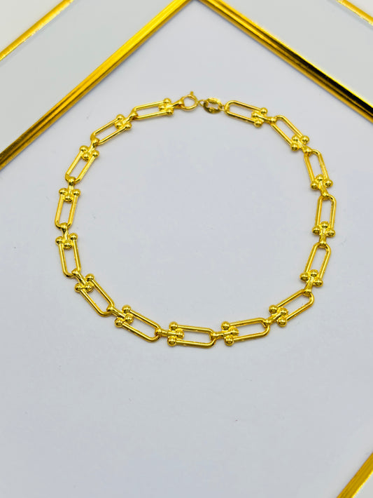 18K Gold Flat Mini Hardware Bracelet