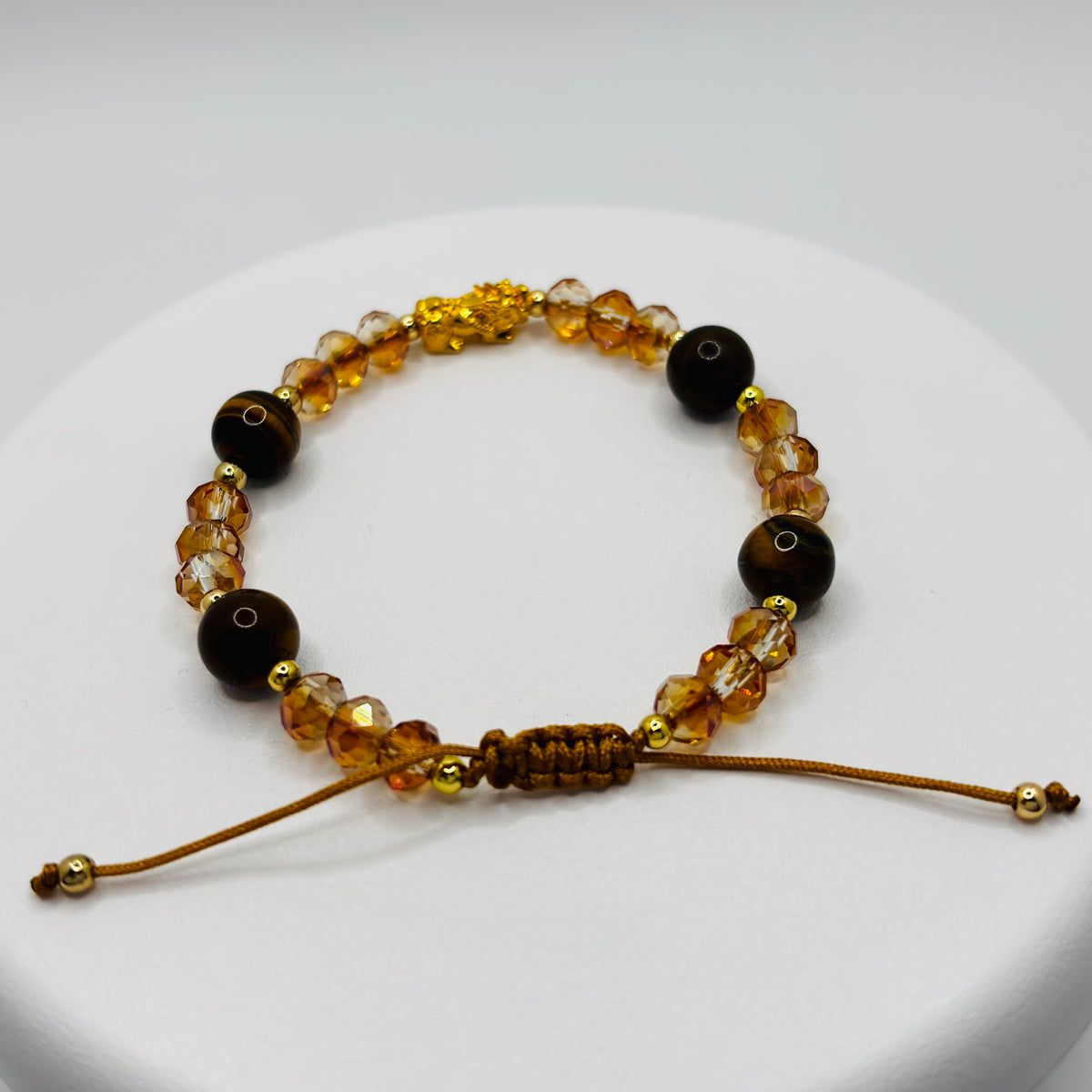 18K Gold Lucky Piyao/ Pi Xiu Tiger Eye String Bracelet ( Hollow Empty Inside) Small