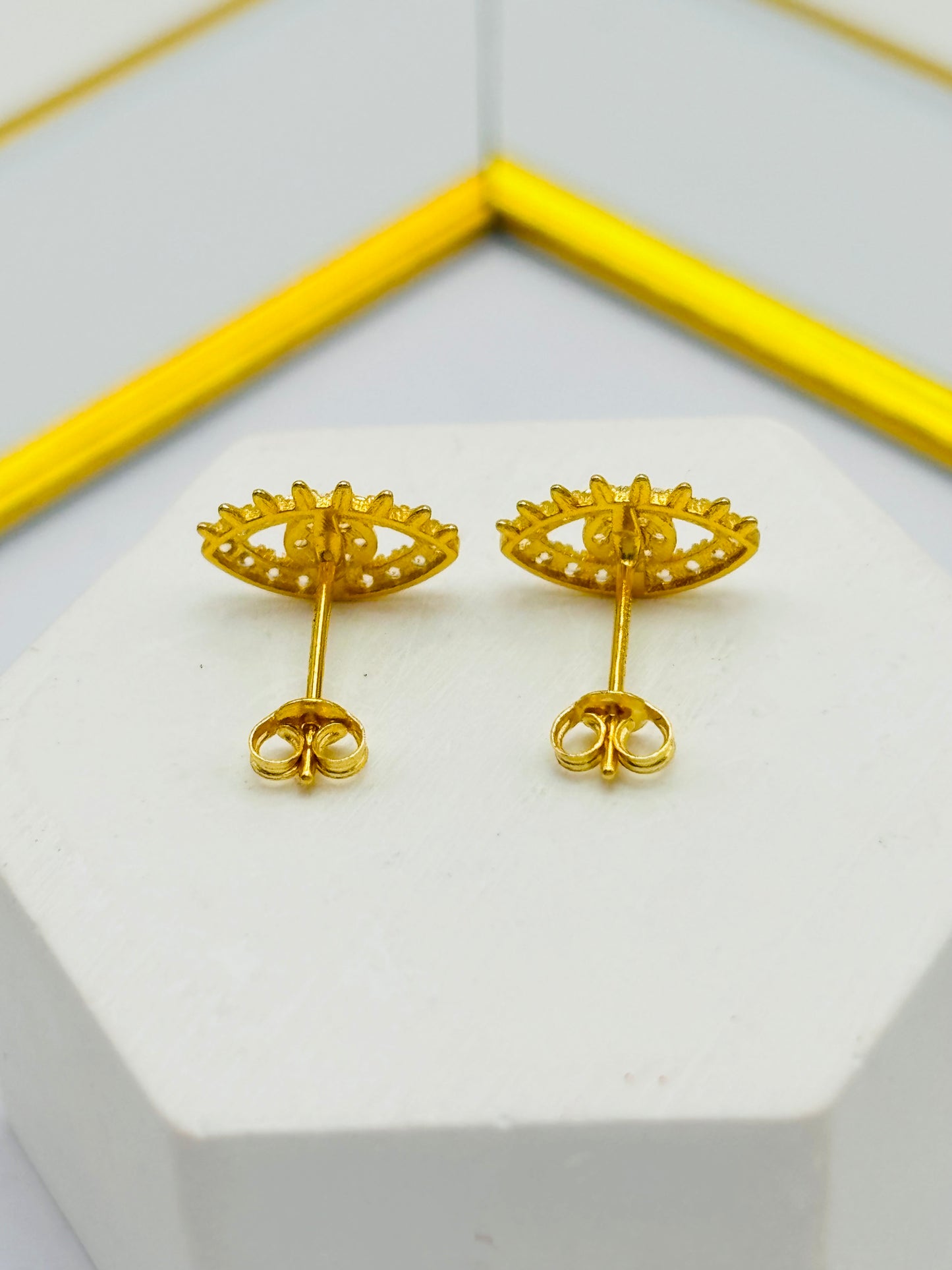18K Gold Evil Eye Zircon Stone Earrings