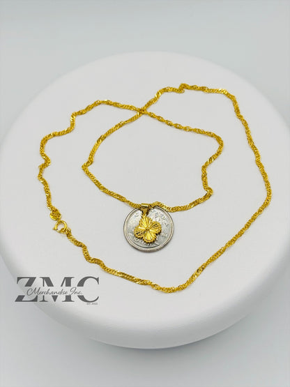 18K Gold Clover Twisted Necklace
