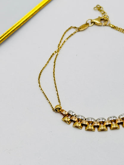 18K Gold Rose and White Gold Combination Bracelet