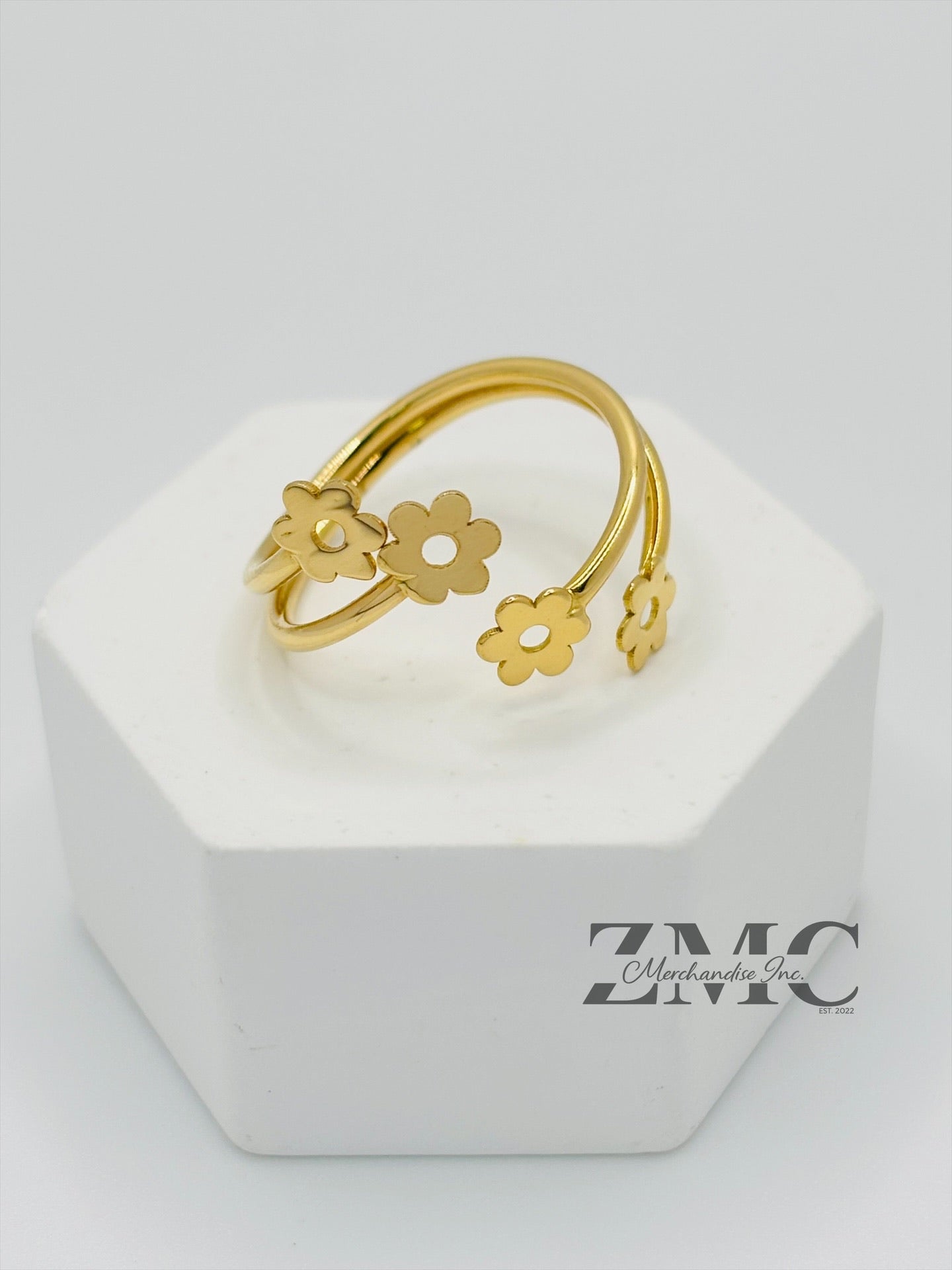 18K Gold Spiral Flower Ring