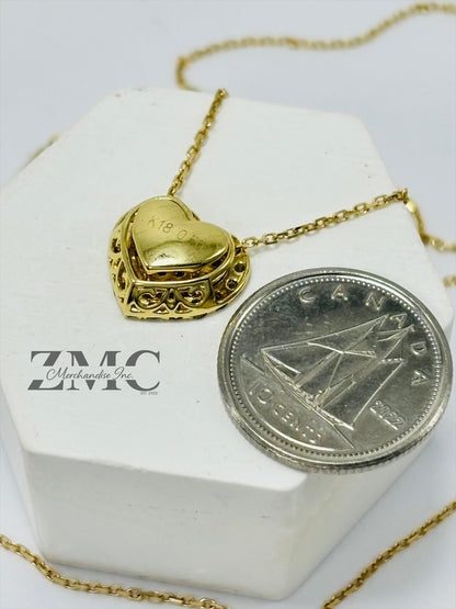 K18 Japan Gold Many Ways Heart Pendant Natural Diamond with 18K Gold Chain
