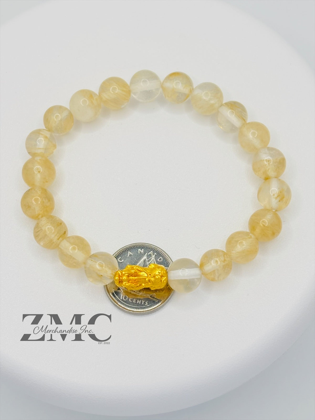 18K Gold  Lucky Piyao/ Pi Xiu Pale Citrine Stone  ( Hollow Empty Inside) Small