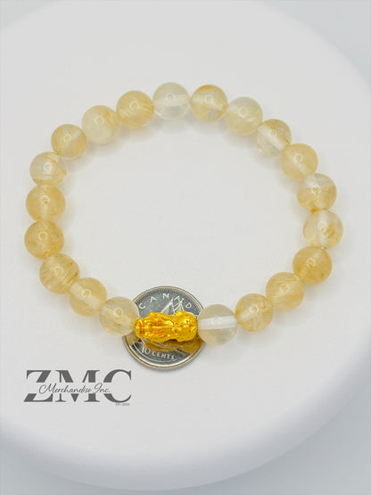 18K Gold  Lucky Piyao/ Pi Xiu Pale Citrine Stone  ( Hollow Empty Inside) Small