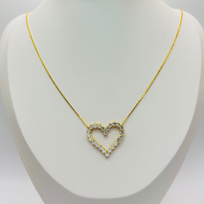 18K Gold Big Heart Moissanite Diamond Attached Necklace
