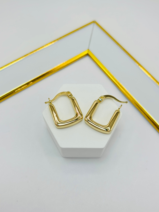 18K Gold Square Loop Earrings