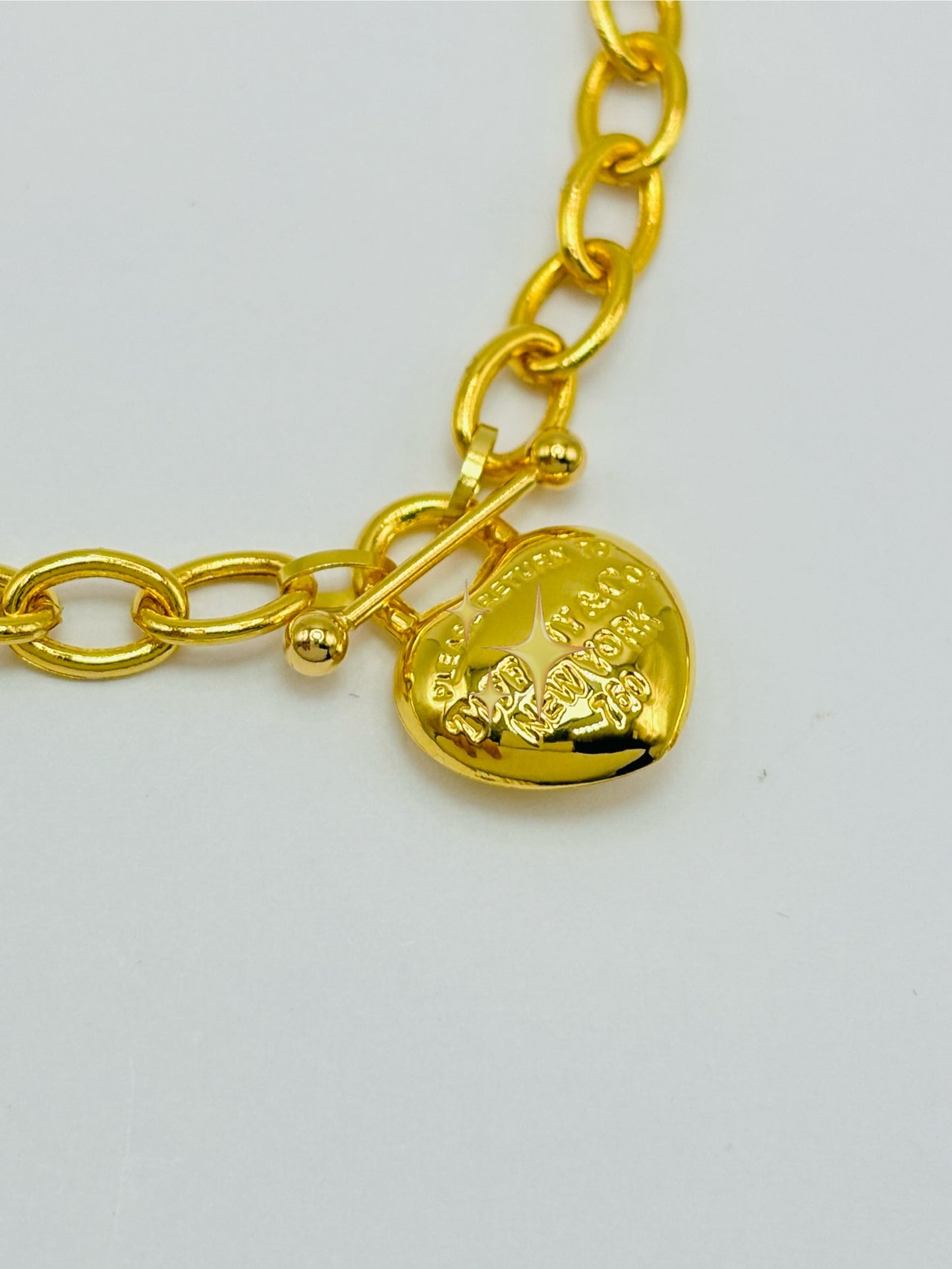 18K Gold with Heart Charm Bracelet