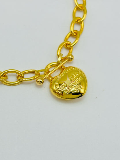 18K Gold with Heart Charm Bracelet