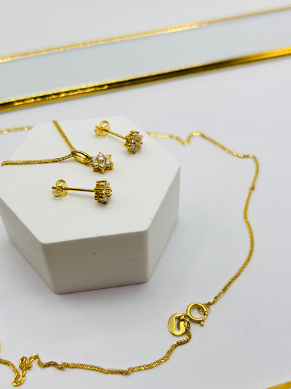 18K Gold Necklace and Earrings Rositas Moissanite Diamond Set