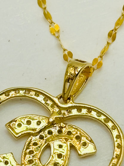 K18 Japan Gold Heart Necklace Natural Diamond with FREE 18K Gold Chain