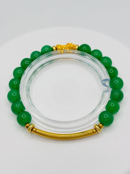 18K Gold Lucky Piyao/ Pi Xiu Aventurine Bracelet ( Hollow Empty Inside) SMALL PIYAO