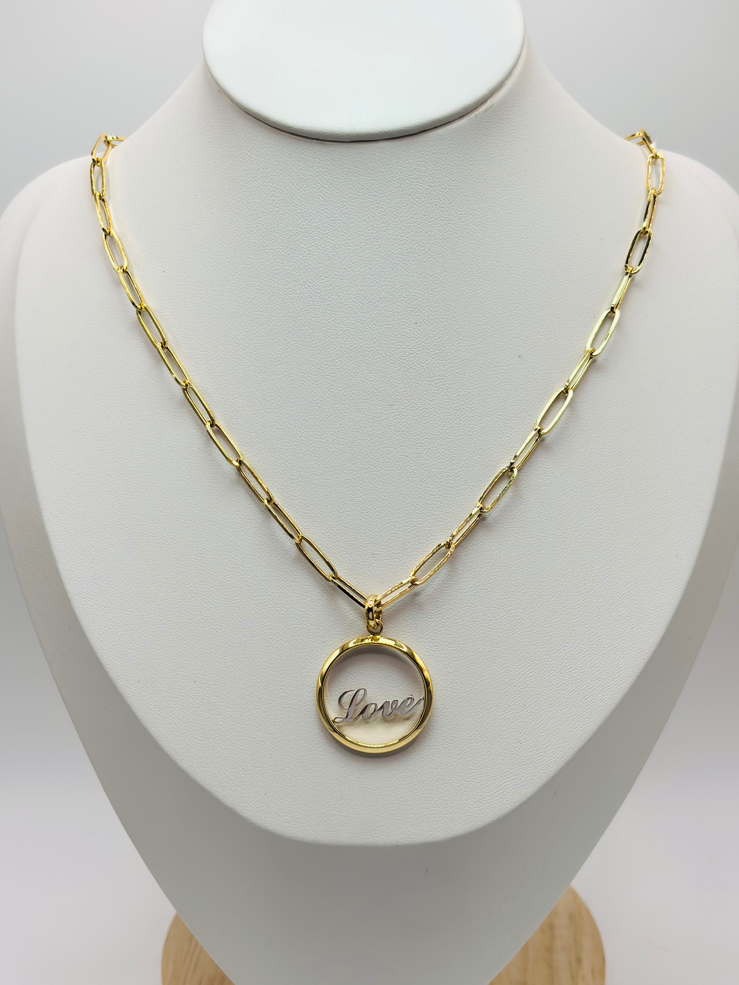 18K Gold Love Paperclip Necklace