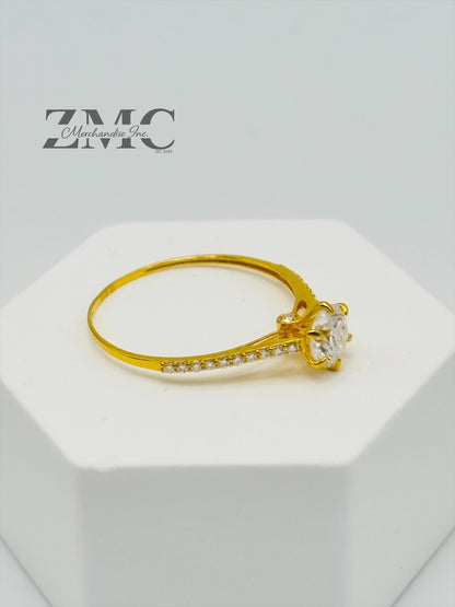 18K Gold Moissanite Diamond Round Ring