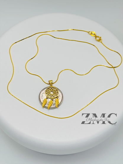 18K Gold Dream Catcher Necklace