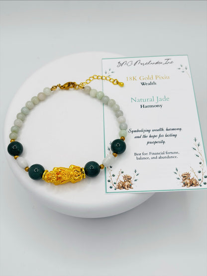 18K Gold Lucky Piyao/ Pi Xiu  Jade Bracelet Bracelet( Hollow Empty Inside) EXTRA LARGE PIYAO