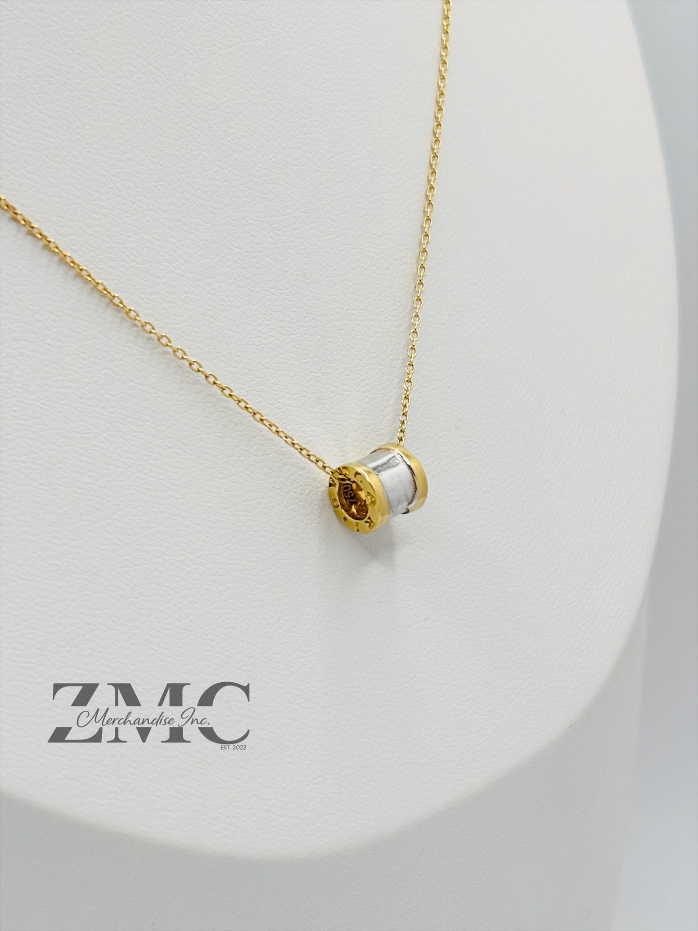 18K Gold Necklace with Barrel Pendant (Chocker Adult/Kids)