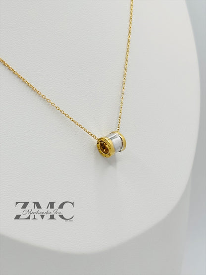 18K Gold Necklace with Barrel Pendant (Chocker Adult/Kids)