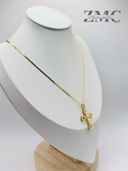 18K Gold Back to Back Cross Necklace