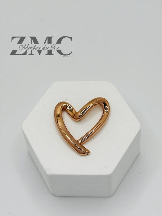 18K Rose Gold Open Heart Pendant