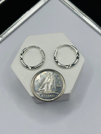 S925 Silver Diamond Cut Loop Earrings