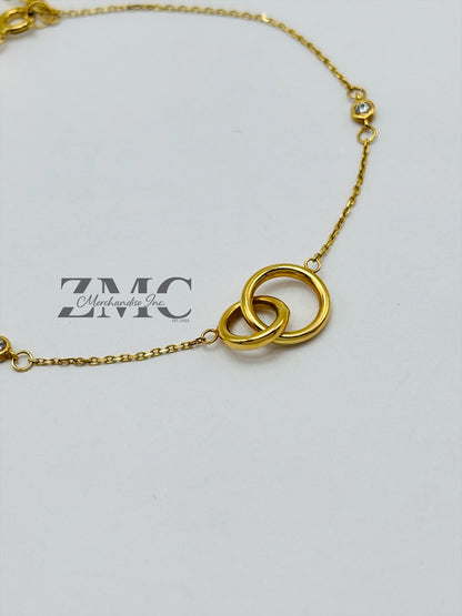 18K Gold Double Circle Bracelet
