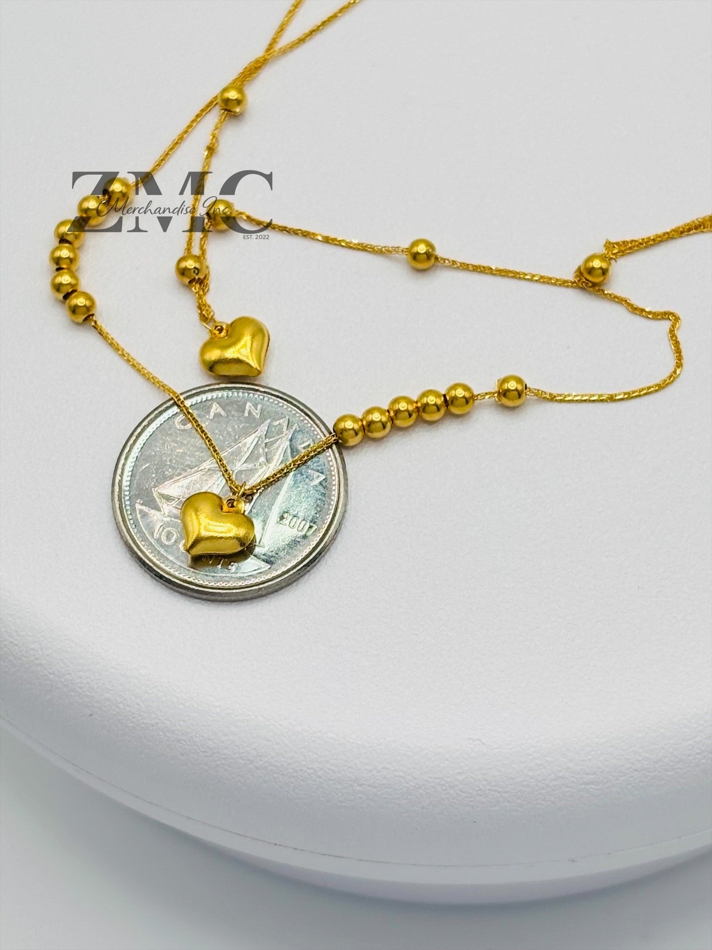 18K Gold Layered Heart Ball Necklace