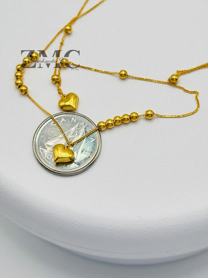 18K Gold Layered Heart Ball Necklace