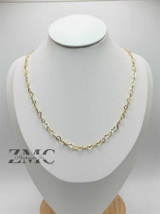 18K Gold Heart Necklace/Chain 4mm