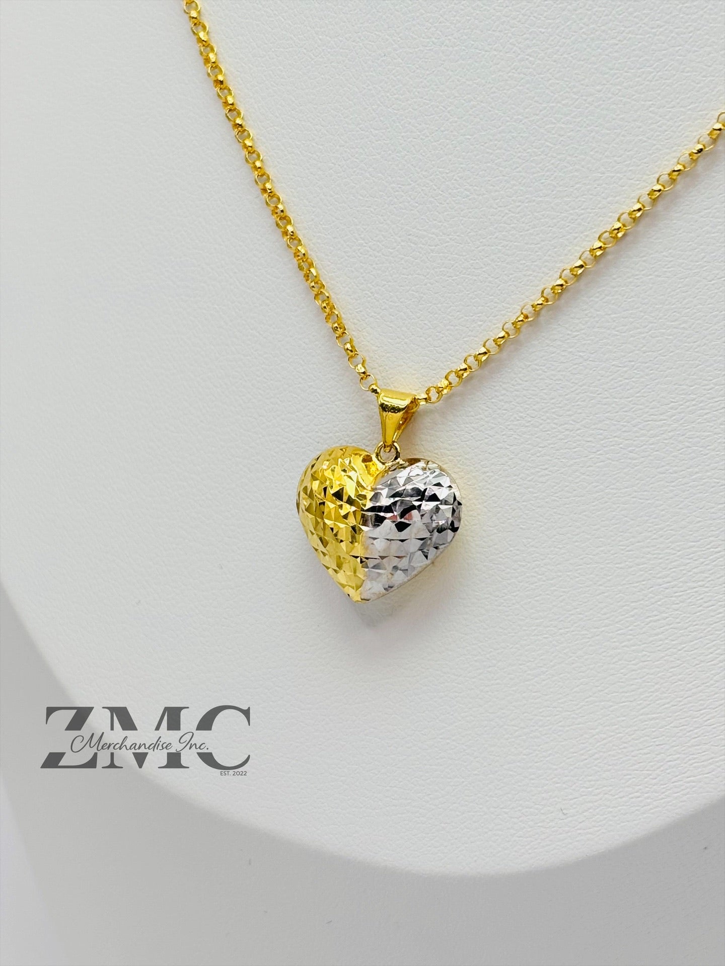 18K Gold Two-Tone Heart Necklace