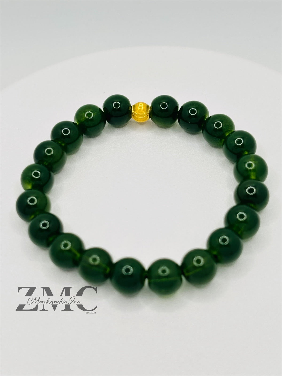 18K Gold Cats Eye Ball with Green Stone