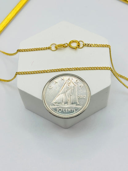 18K Gold Curb Chain with Heart Pendant Set