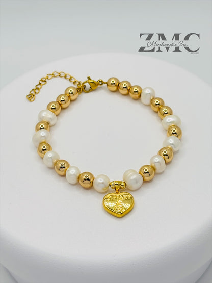 18K Gold Fresh Water Pearl Bracelet
